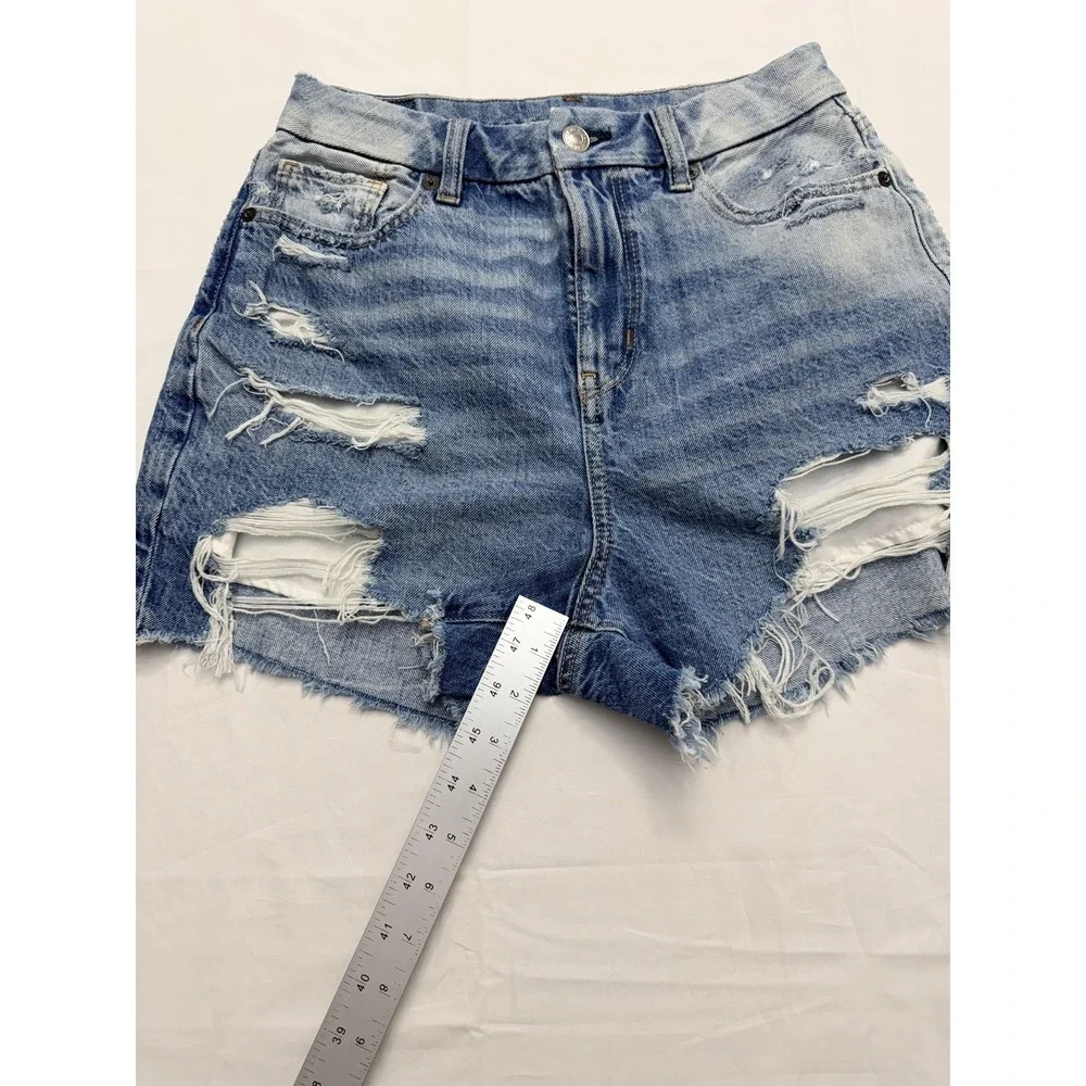American Eagle Outfitters Shorts Womens 2 Blue‎ Denim Distressed Cutoff Raw Hem